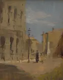 Elizabeth Dickson Gibson, European Street Scene, oil on panel