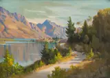 Ernest Buckmaster, Road to Queenstown (South) New Zealand, oil on canvas laid on masonite
