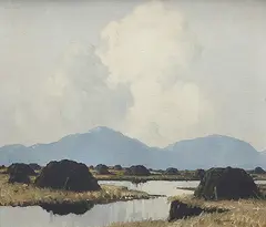 Paul Henry, Turf Stacks in Connemara, oil on canvas