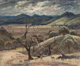 John Rowell, (Sheep on Rolling Hills), oil on canvas