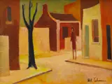 Bill Coleman, City Street, oil on paper laid on board