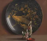 Ernest Buckmaster, Oriental Dish and Figurines, oil on canvas