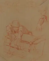 Frank Brangwyn, Study for Skinner Hall Mural, crayon on brown paper