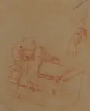 Frank Brangwyn, Study for Skinner Hall Mural, crayon on brown paper