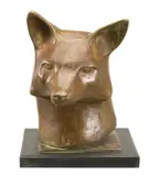 Anthony Vanderzweep, Fox Head, 2013, bronze on slate