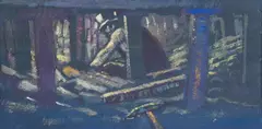 Noel Counihan, Miner in Narrow Stream, 1963, tempera and Indian Ink on cardboard