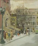 Esther Paterson, Russell Street, Melbourne, oil on board
