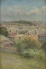 Jane R. Price, Towards the Town, oil on canvasboard
