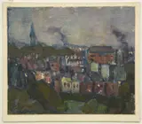 Peggy Crombie, View from the Hotel Windsor Annexe, 1938, oil on canvas laid on card