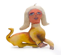 Sphinx by Mirka Mora, hand painted soft sculpture, sold Oct 2019