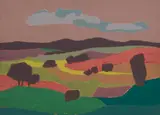 Joan Russell, Landscape from a Height, oil on board