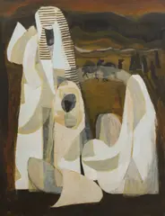Guelda Pyke, Nomads, c.1960s, oil and mixed media on board