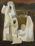 Guelda Pyke, Nomads, c.1960s, oil and mixed media on board