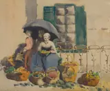 Elma Roach, The French Flower Seller, 1925, watercolour on paper