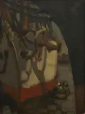 Peggy Crombie, Two Sailing Ships, "Little Docks", c.1925, oil on canvasboard