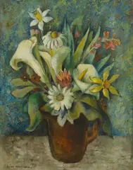 Anne Montgomery, Still Life with Lillies, oil on masonite