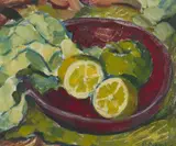 Peggy Crombie, Still Life with Lemons, oil on paper