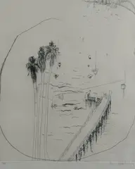 Brett Whiteley, Lavender Bay Wharf, 1978, etching 43/90