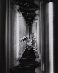 Wolfgang Sievers, Rayon Loom Tuner At Bruck Mills Wangaratta, Victoria, Australia, 1950, silver gelatin photograph