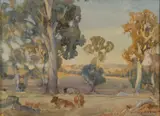 Pastoral by Hans Heysen, watercolour on paper, sold Jun 2019