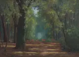 Leonard Long, In the New Forest, UK, 1981, oil on composition board