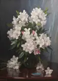 Ernest Buckmaster, Bowl of Rhododendrons, oil on canvas