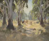 John Samuel Loxton, Sunlit Pastures, oil on canvas