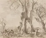 Hans Heysen, Landscape Study, charcoal on paper