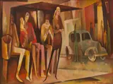Bill Coleman, At the Bus Stop, oil on canvas