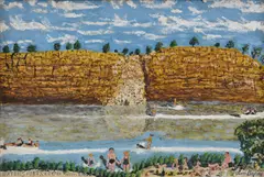 Sam Byrne, Water Sports Loxton, Murray River, oil on board