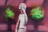 Charles Blackman, Girl in Trees, mixed media on paper on board