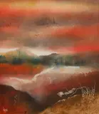 Thomas Yeo, Hovering Sunset, watercolour and gouache on rice paper on board