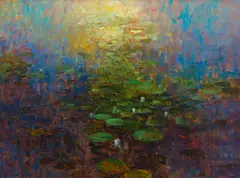 Lawrence Daws, Waterlillies, c.1975, oil on board
