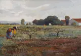 Margaret Benoit, (The Grape Pickers), oil on board