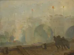 (Dockworkers on the Seine) by Louis Foulet, oil on canvas on board, sold Jun 2019