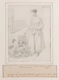 William Thomas Strutt, Matilda Feeding the Goslings, pencil on paper