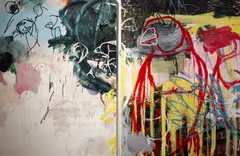 Guy Maestri, Bird in the Hand,, 2007, oil and pencil on canvas and linen (diptych)