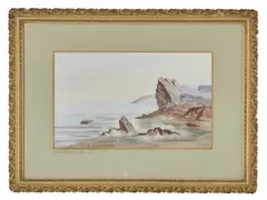 J. Fraser R.B.A, On the Cornish Coast, Watercolour and pastel, dated 1895.