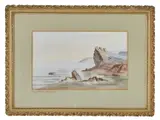 J. Fraser R.B.A, On the Cornish Coast, Watercolour and pastel, dated 1895.
