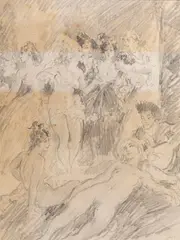 Study for Conversation 1 by Norman Lindsay, c.1952, pencil on paper, sold Mar 2019