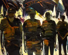 Euan MacLeod, KKK, 1987, Oil on canvas.
