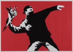 Banksy, Love is in the Air, 2003, screenprint 76/500