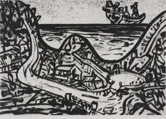 Jan Senbergs, Otway Coastal, 1995, etching 12/50