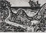 Jan Senbergs, Otway Coastal, 1995, etching 12/50