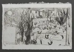 The Back of Asylum St. Remy by Brett Whiteley, 1983, etching 89/100, sold Apr 2019