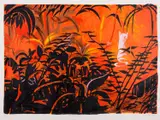 Charles Blackman, Red Garden, screenprint 37/80