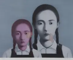 Zhang Xiaogang, Big Family: Two Sisters, 2003, lithograph 187/199