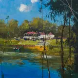Herman Pekel, Kew Boathouse, oil on canvas