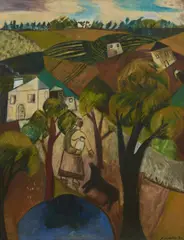 Jill Noble, The Woman and the Wolf, 1990, oil on canvas
