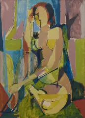 Alan Warren, Seated Woman, 1974, oil on board